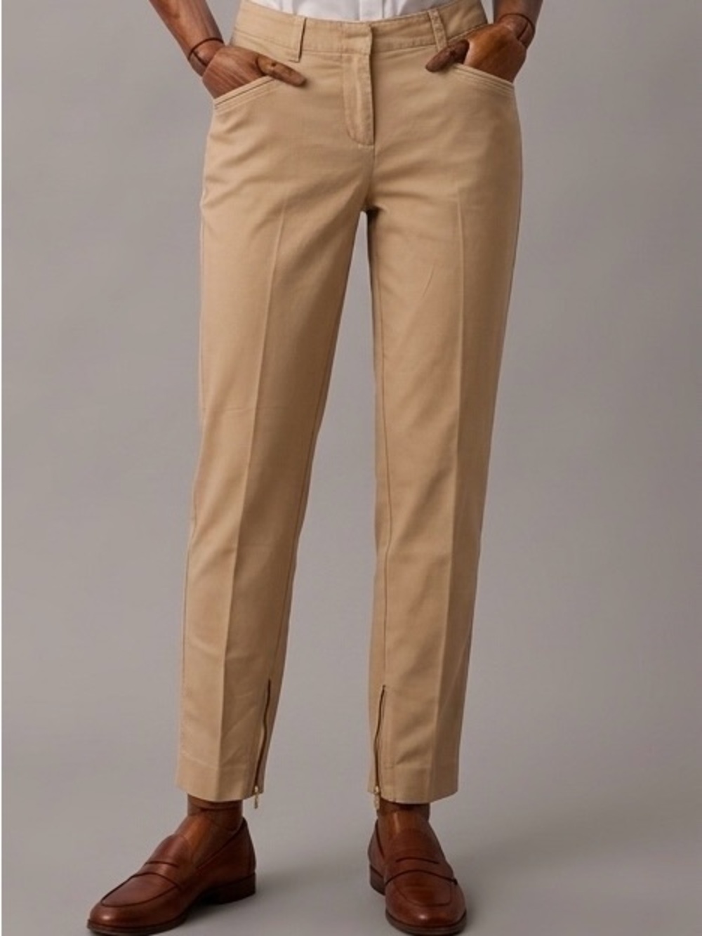 Lauren Ralph Lauren Ankle Zip Stretch Pants Tan Khaki Beige Size 8
